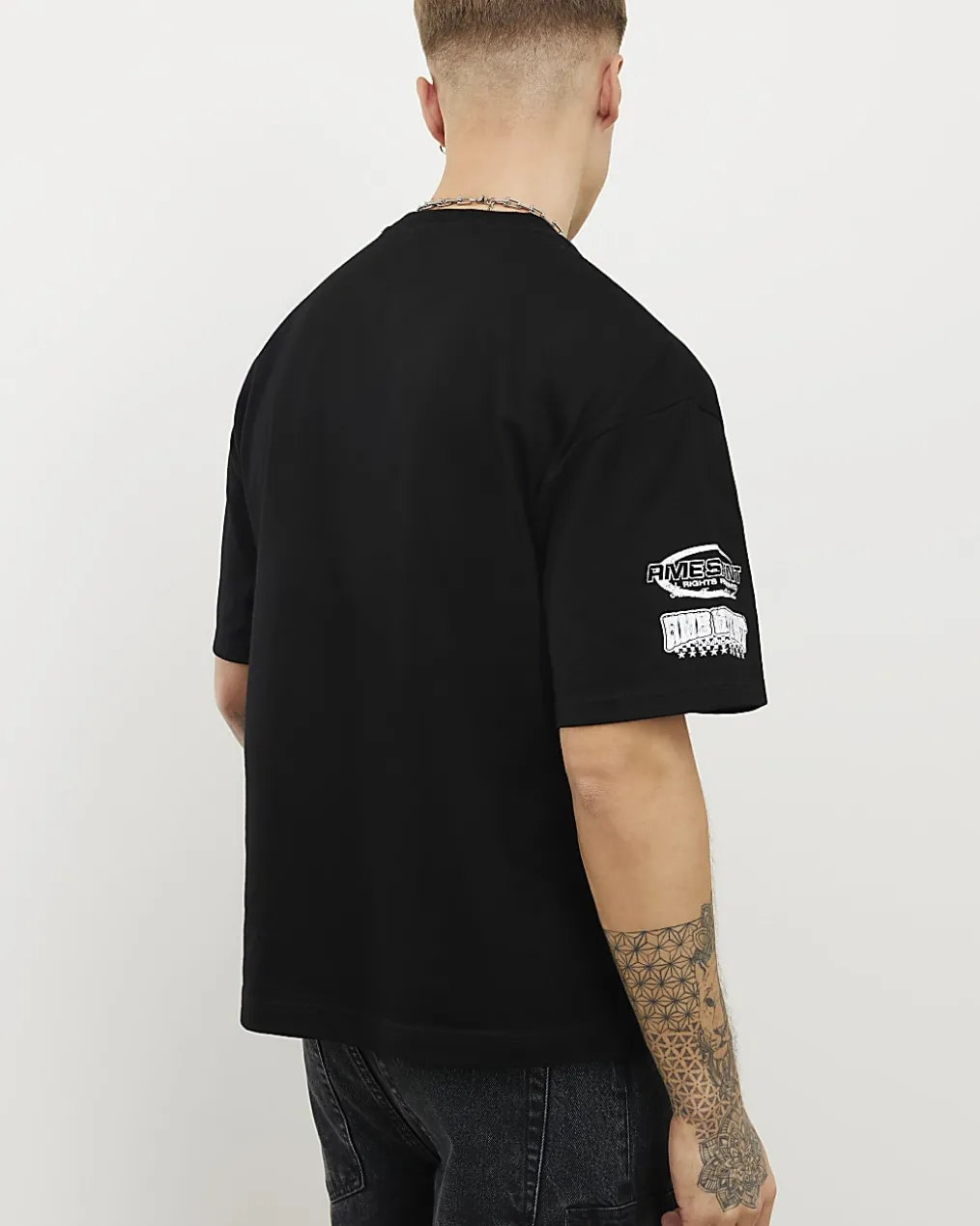 Black Oversized Fit Ame Saint Graphic T-Shirt