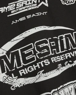 Black Oversized Fit Ame Saint Graphic T-Shirt