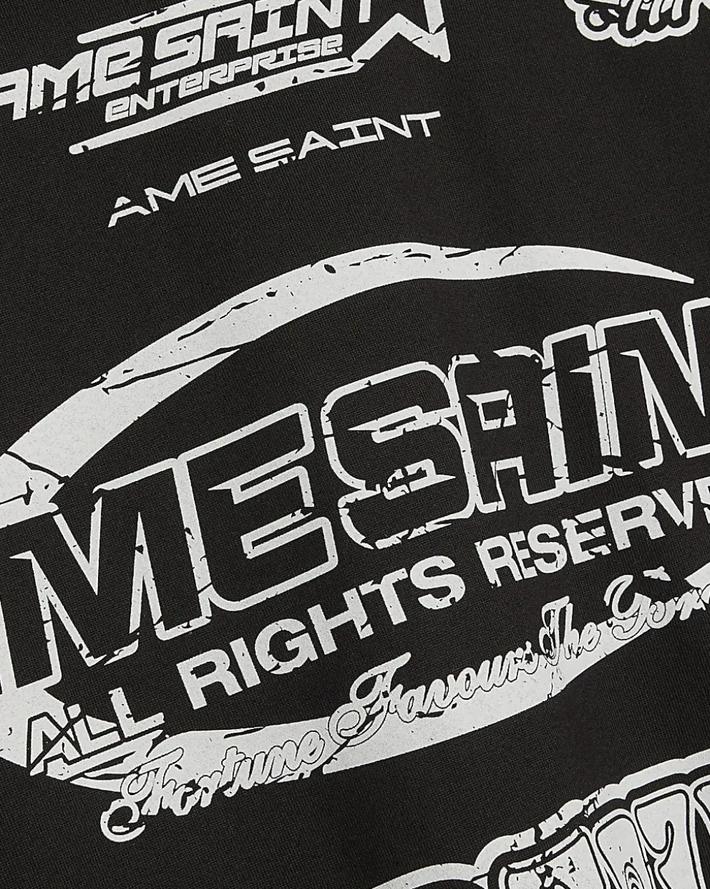 Black Oversized Fit Ame Saint Graphic T-Shirt