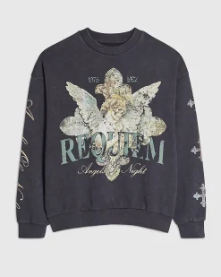 Black Oversized Fit Angel Of Night Sweatshirt