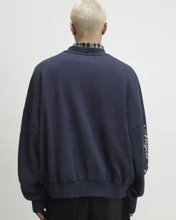 Black Oversized Fit Angel Of Night Sweatshirt