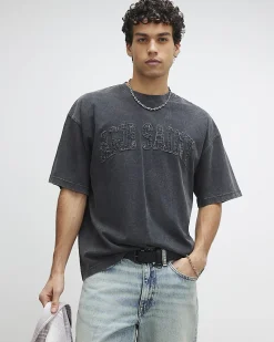 Black Oversized Fit Cotton Ame Saint T-Shirt
