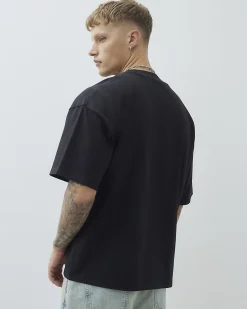Black Oversized Fit Cotton Crew Neck T-Shirt