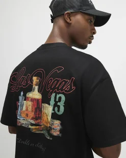 Black Oversized Fit Cotton Las Vegas T-Shirt