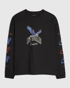 Black Oversized Fit Cotton LA Eagle T-Shirt