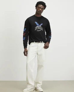Black Oversized Fit Cotton LA Eagle T-Shirt