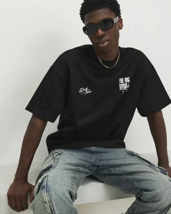 Black Oversized Fit Darts Big Fish T-Shirt