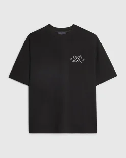 Black Oversized Fit Graphic Print T-Shirt