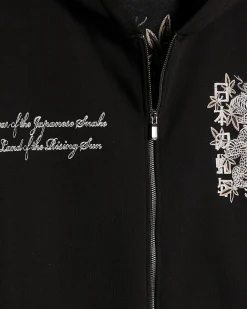 Black Oversized Fit Japanese Snake Zip Hoodie