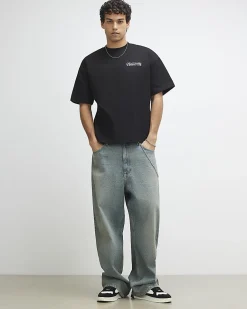 Black Oversized Fit Midweight Boxing T-Shirt