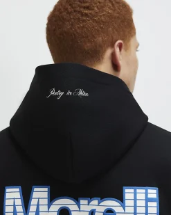Black Oversized Fit Morelli Badged Car Hoodie