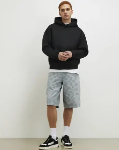 Black Oversized Fit Neoprene Hoodie
