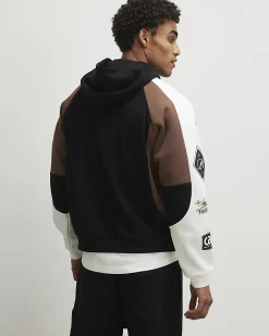 Black Oversized Fit Panel Hoodie