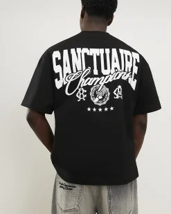 Black Oversized Fit Sanctuaire Champ T-Shirt