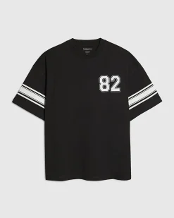 Black Oversized Fit Stripe 82 T-Shirt