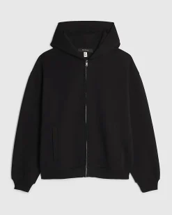Black Oversized Fit Zip Through Hoodie