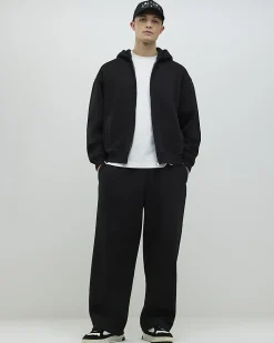 Black Oversized Fit Zip Through Hoodie
