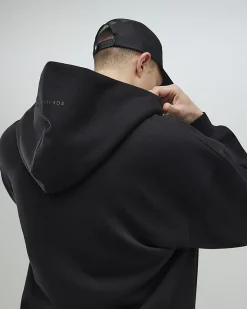 Black Oversized Fit Zip Through Hoodie