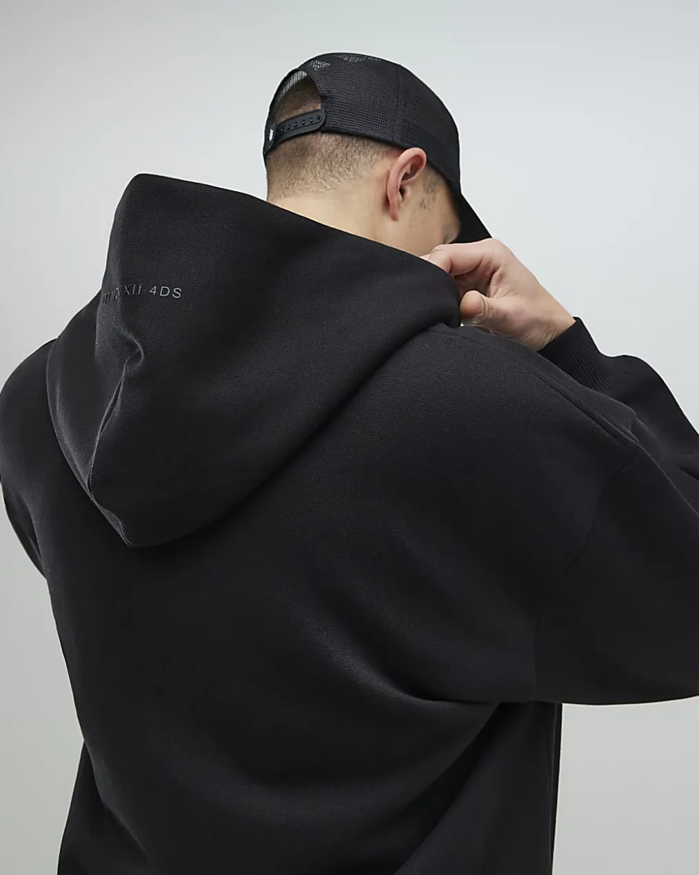 Black Oversized Fit Zip Through Hoodie
