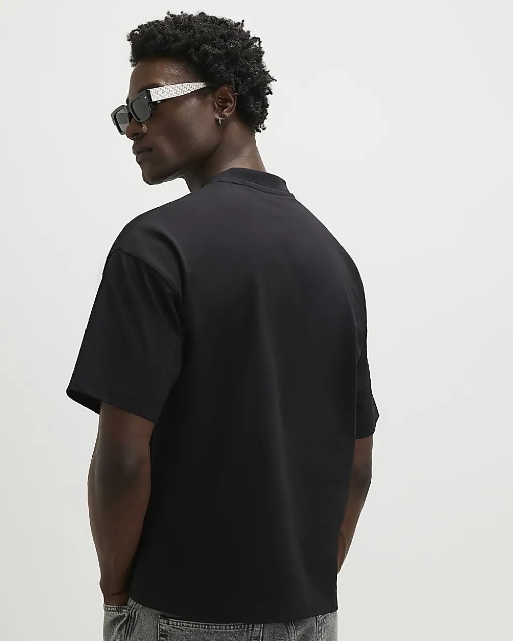 Black Oversized Floral Midweight T-Shirt