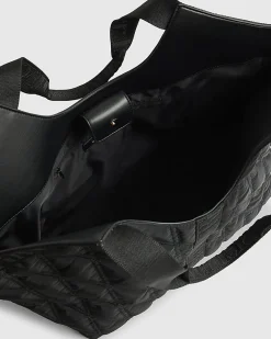Black Padded Webbing Detail Shopper Bag