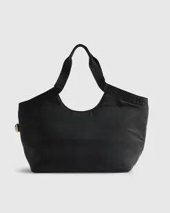 Black Padded Webbing Detail Shopper Bag