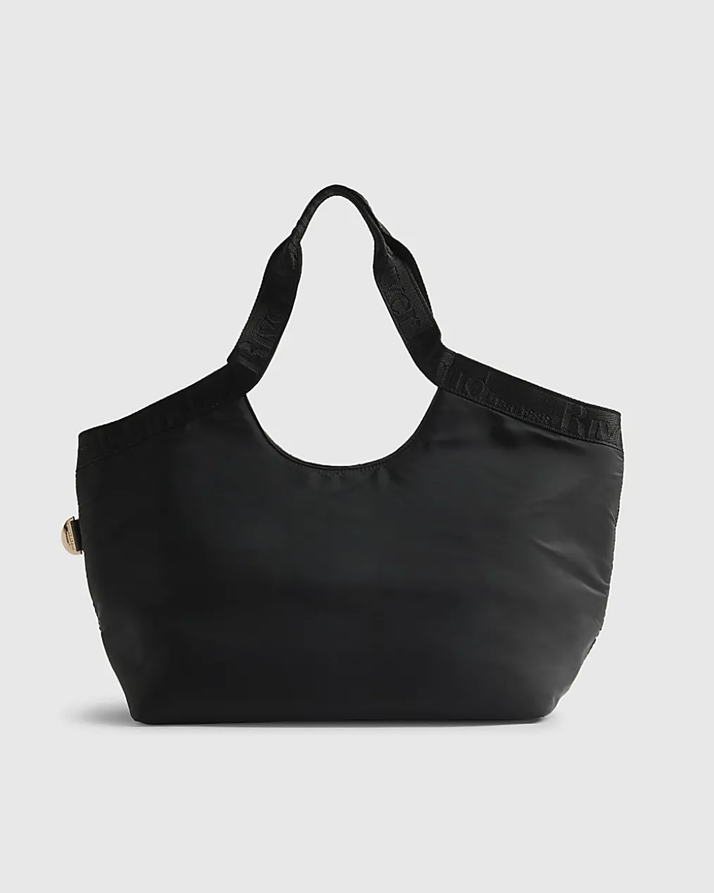 Black Padded Webbing Detail Shopper Bag