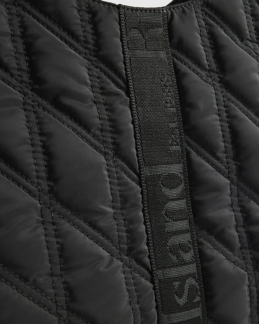 Black Padded Webbing Detail Shopper Bag