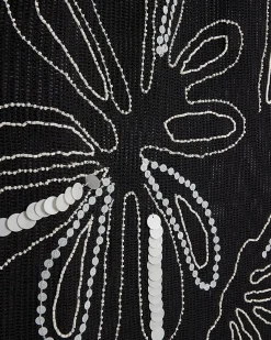 Black Palm Embroidered Sarong Skirt