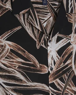 Black Palm Print Short Sleeve Shirt