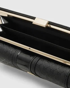 Black Panelled Monogram Clip Top Purse