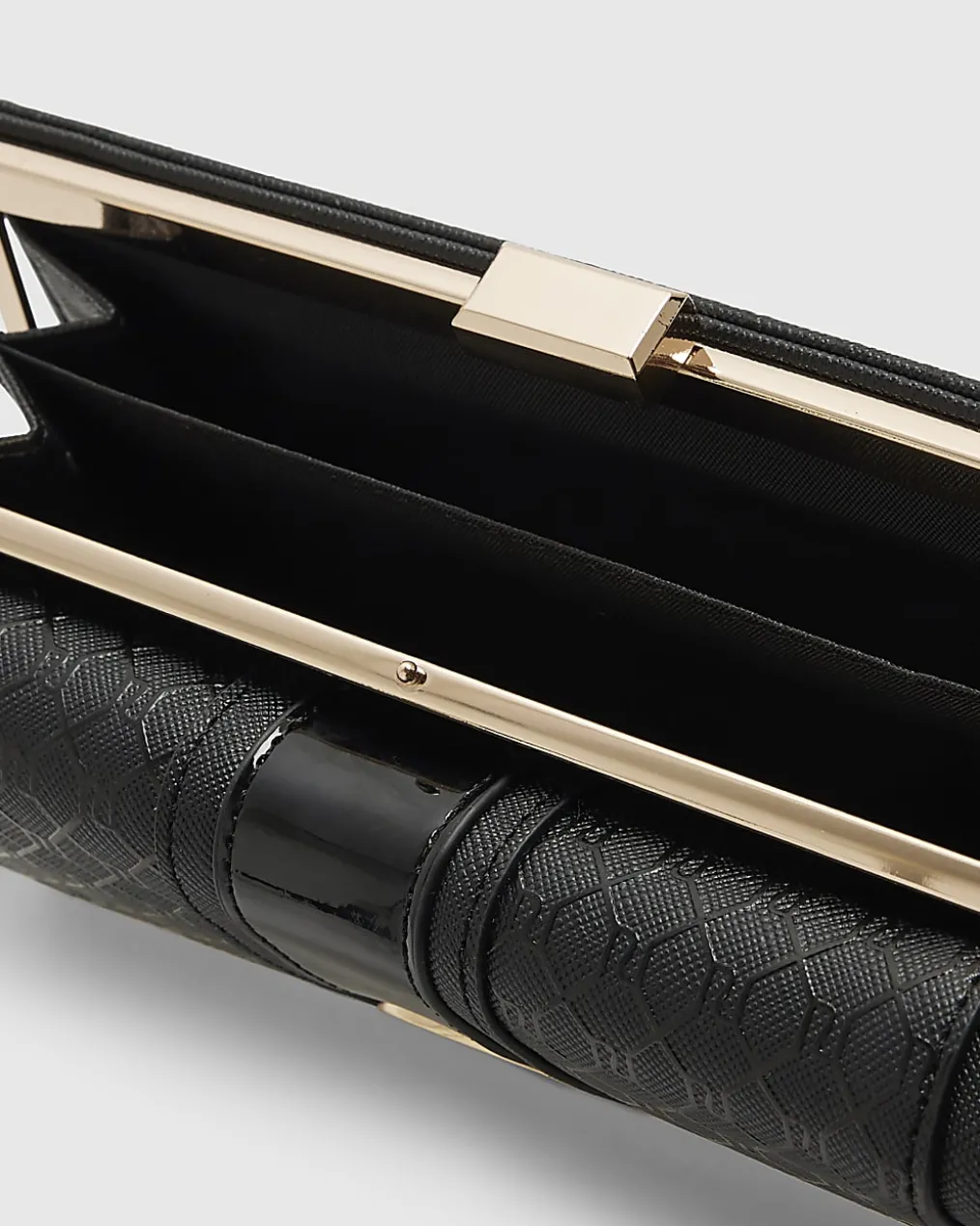 Black Panelled Monogram Clip Top Purse