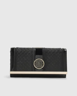 Black Panelled Monogram Clip Top Purse