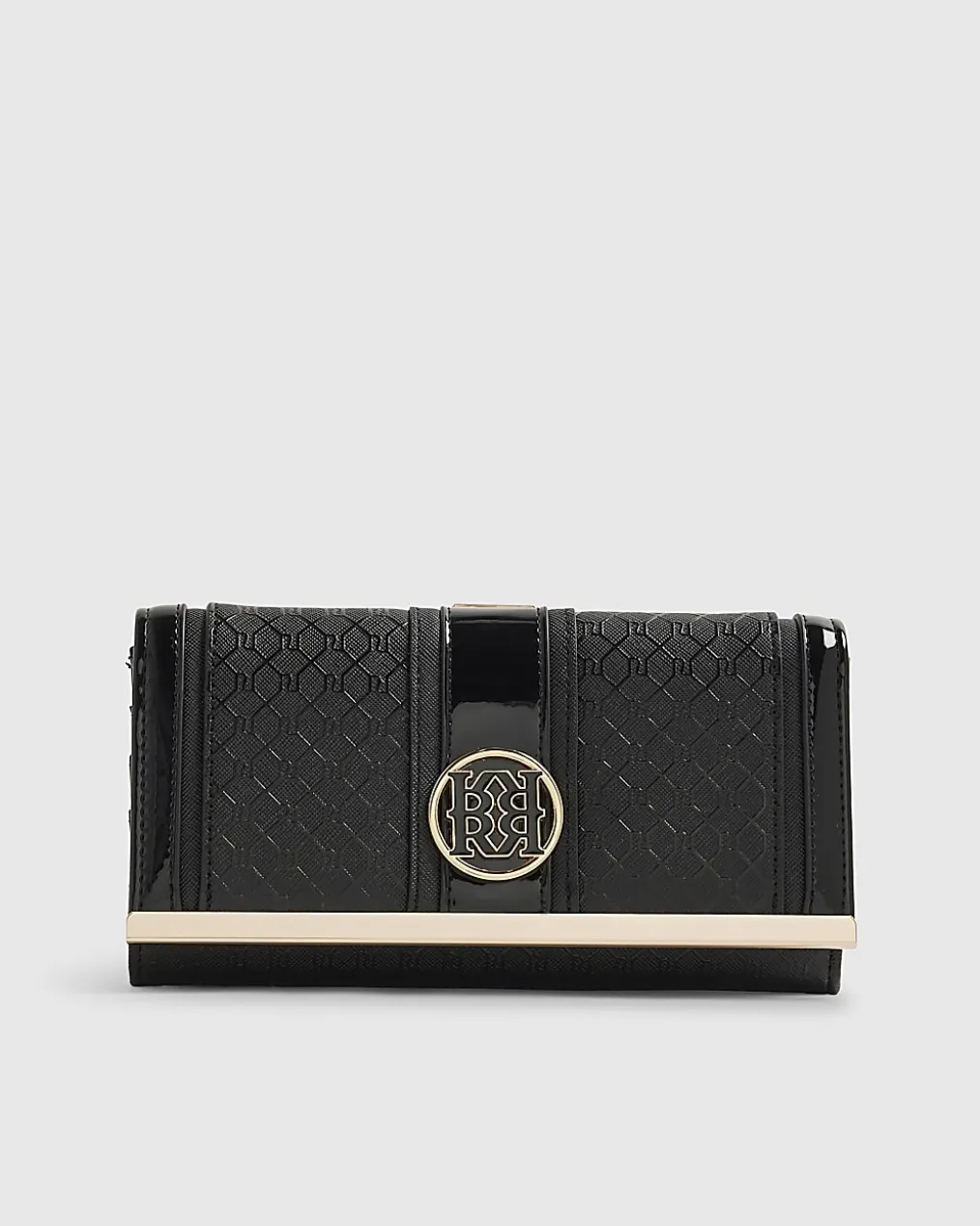 Black Panelled Monogram Clip Top Purse