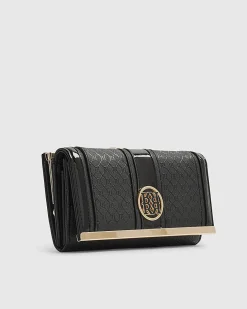 Black Panelled Monogram Clip Top Purse