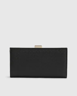 Black Panelled Monogram Clip Top Purse