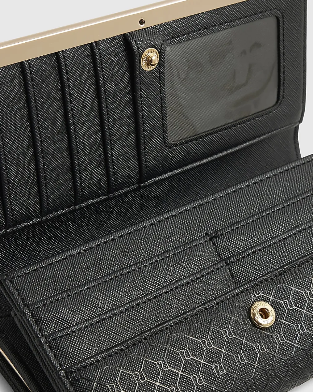 Black Panelled Monogram Clip Top Purse
