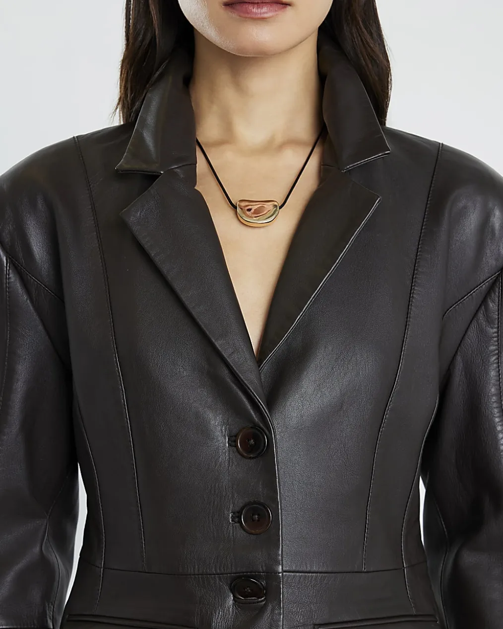 Black Pebble Corduroy Necklace