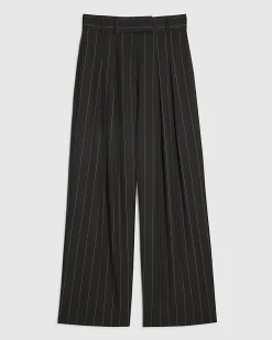Black Pinstripe Wide Leg Trousers