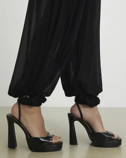 Black Platform Heeled Sandals