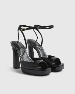 Black Platform Heeled Sandals