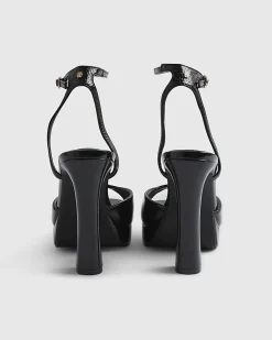 Black Platform Heeled Sandals