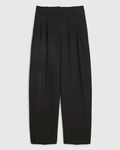 Black Pleated Wide Leg Trousers