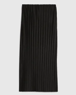 Black Plisse Midi Skirt