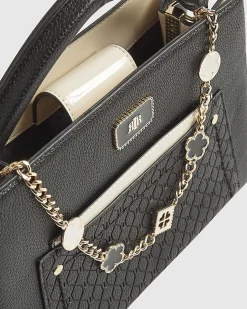 Black Pocket Front Charm Tote Bag
