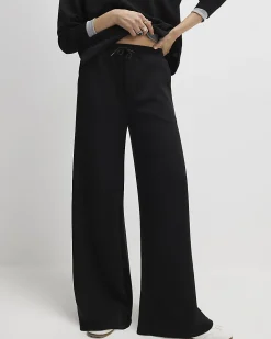 Black Premium Drawstring Wide Leg Joggers