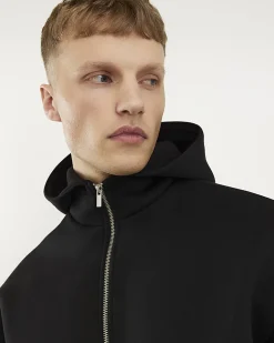 Black Premium Oversized Zip Through Hoodie