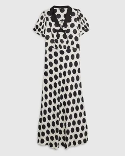 Black Premium Polka Dot Midi Dress