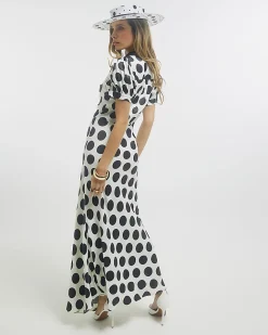 Black Premium Polka Dot Midi Dress