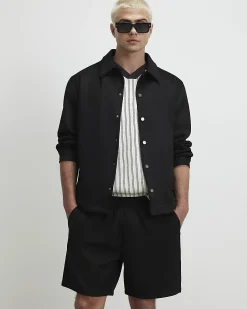 Black Pull On Faux Suedette Short